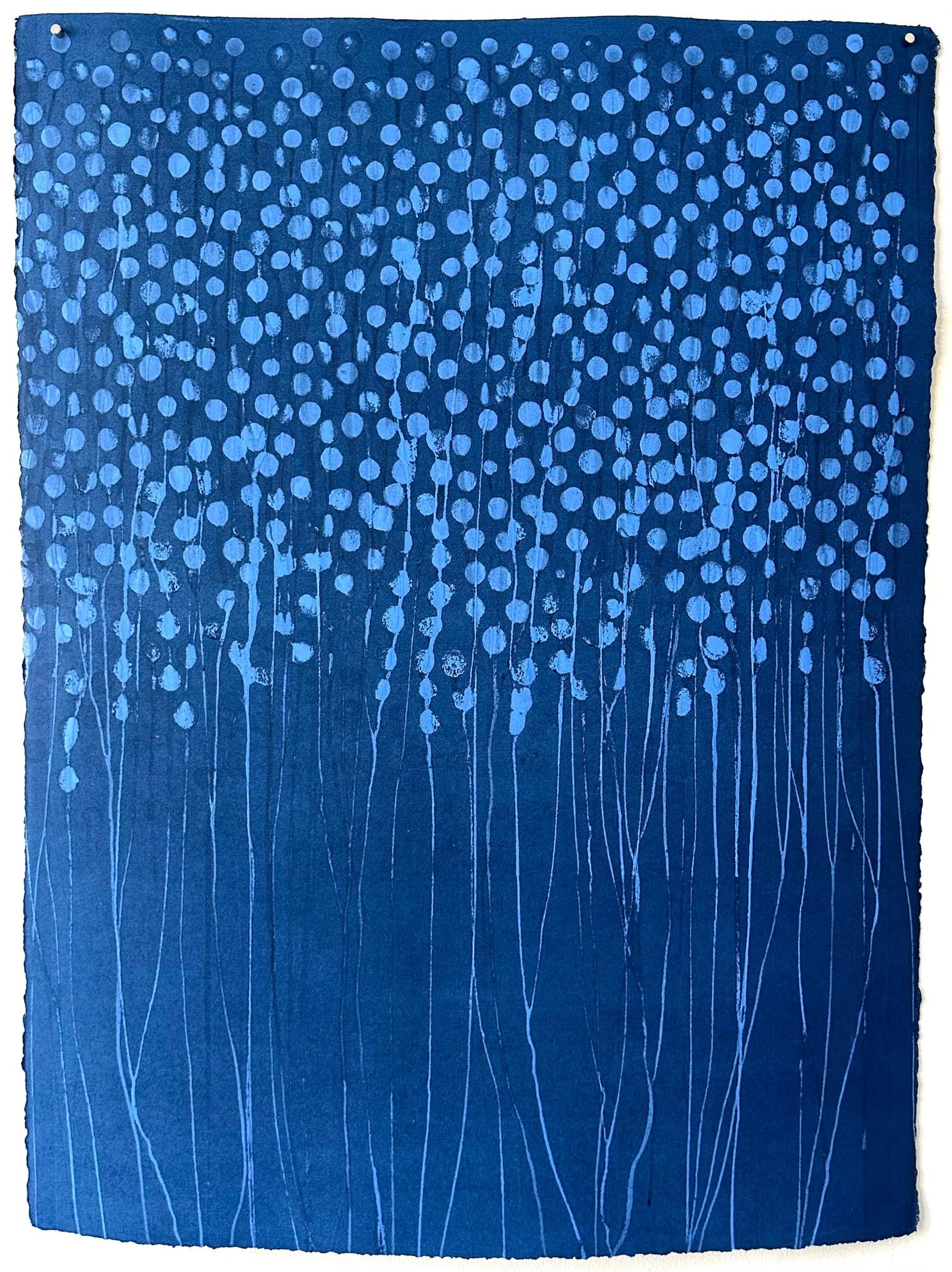 Untitled No. 5 — Monotype, artwork on paper, blue, by Selin Salci