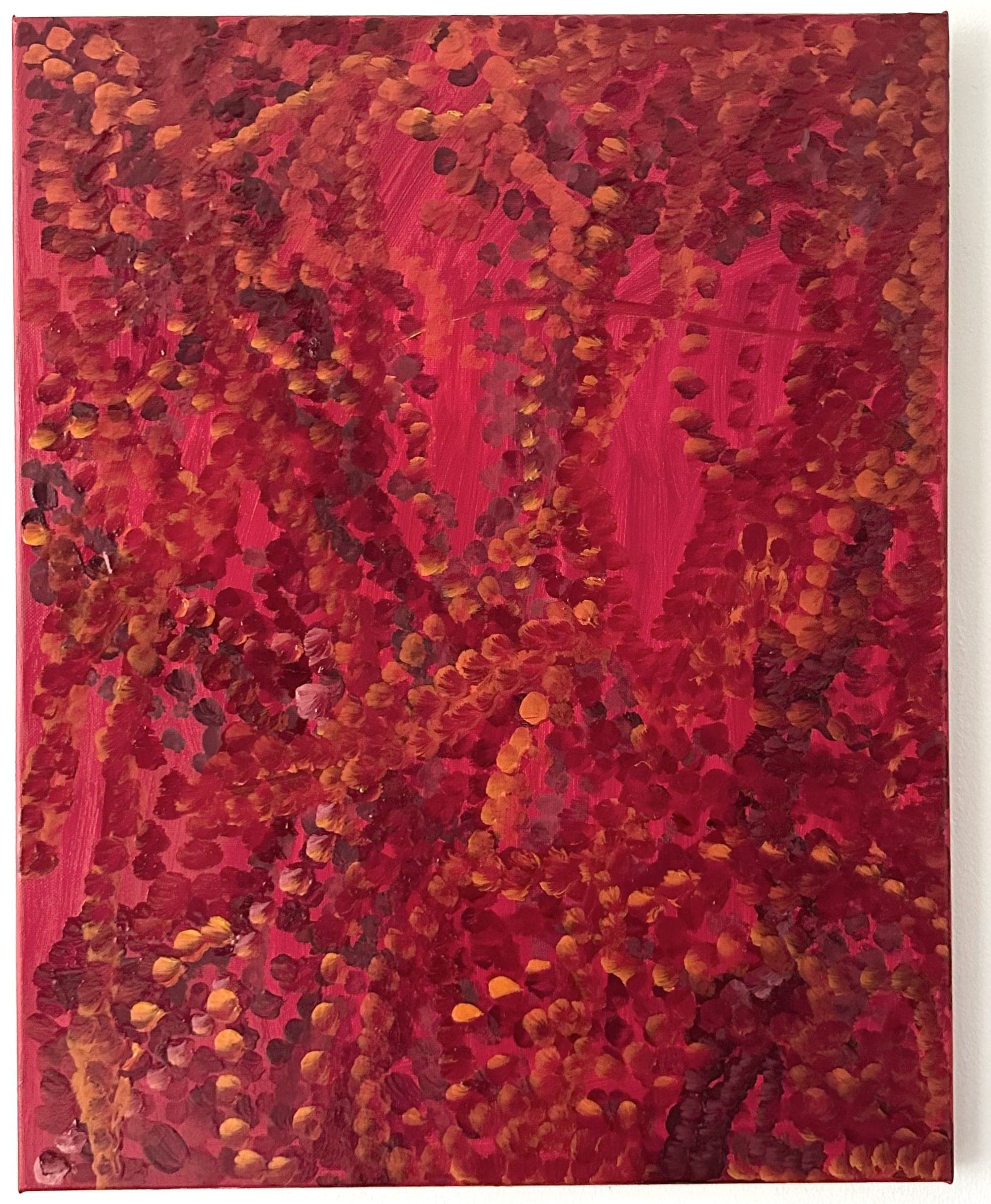 Untitled No. 64 — Oil on canvas, dark red, 20 × 16 in, by Selin Salci