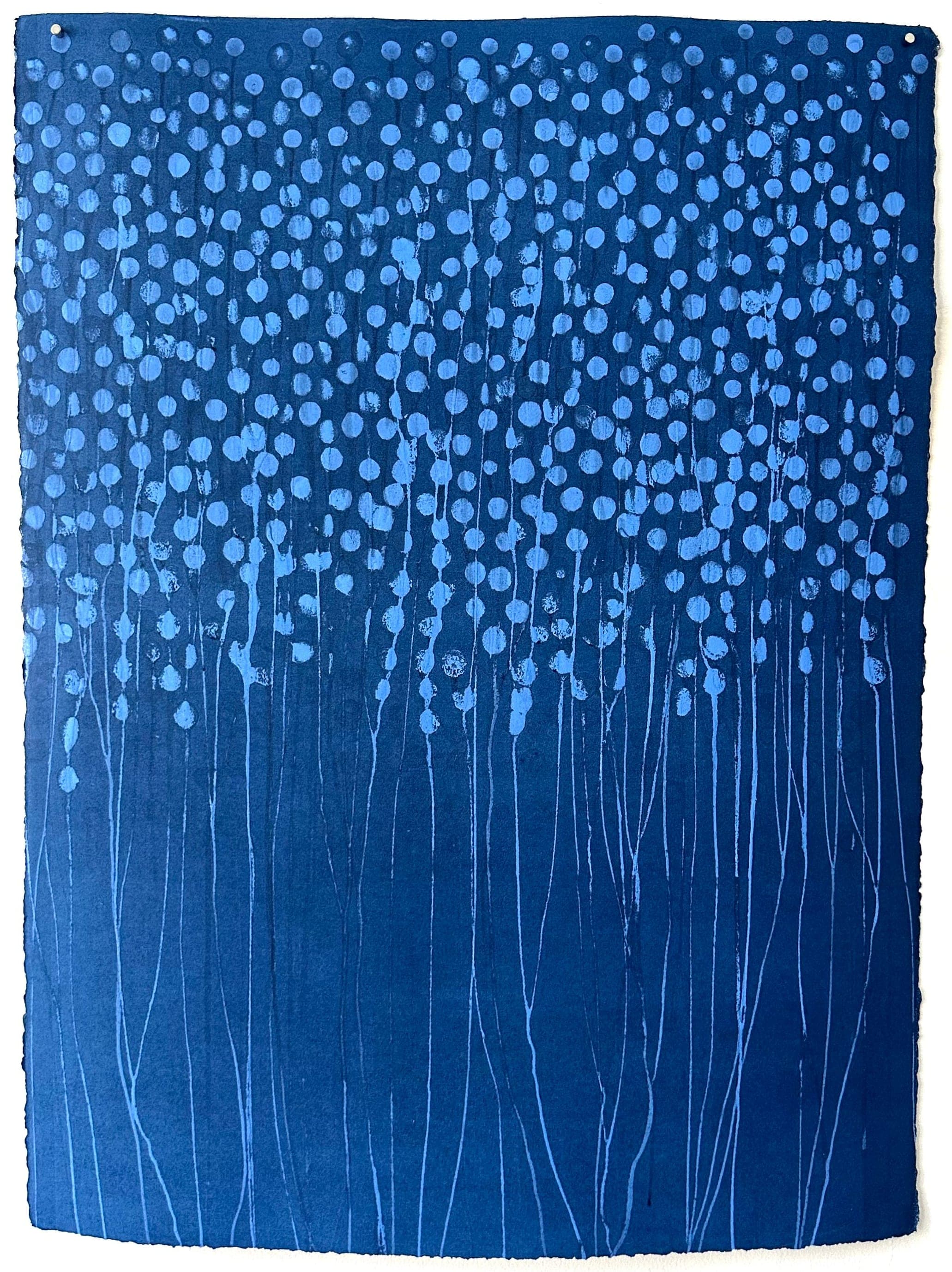 Untitled No. 5 — Monotype, artwork on paper, blue, by Selin Salci