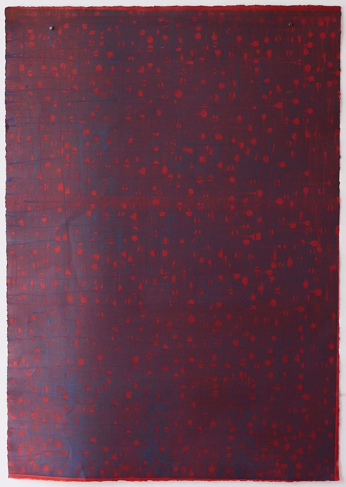 Untitled No. 7 — Monotype, artwork on paper, red and blue, 42 × 30 in, by Selin Salci