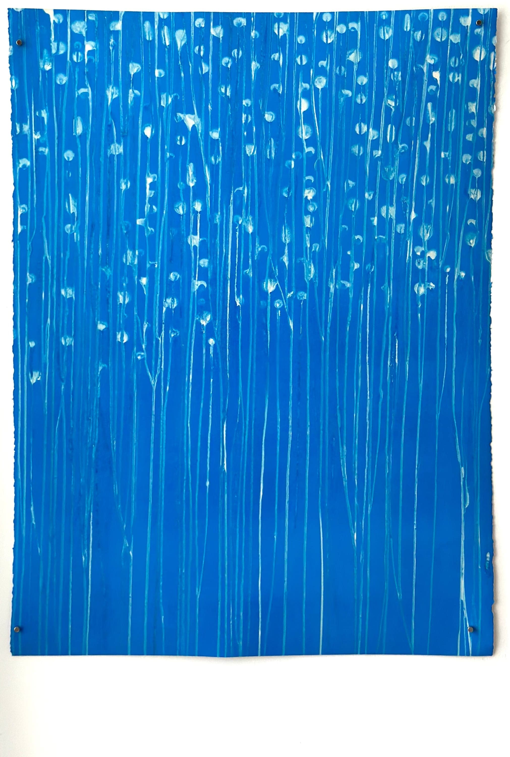 Untitled No. 31 — Monotype, artwork on paper, blue, 30 × 22 in, by Selin Salci