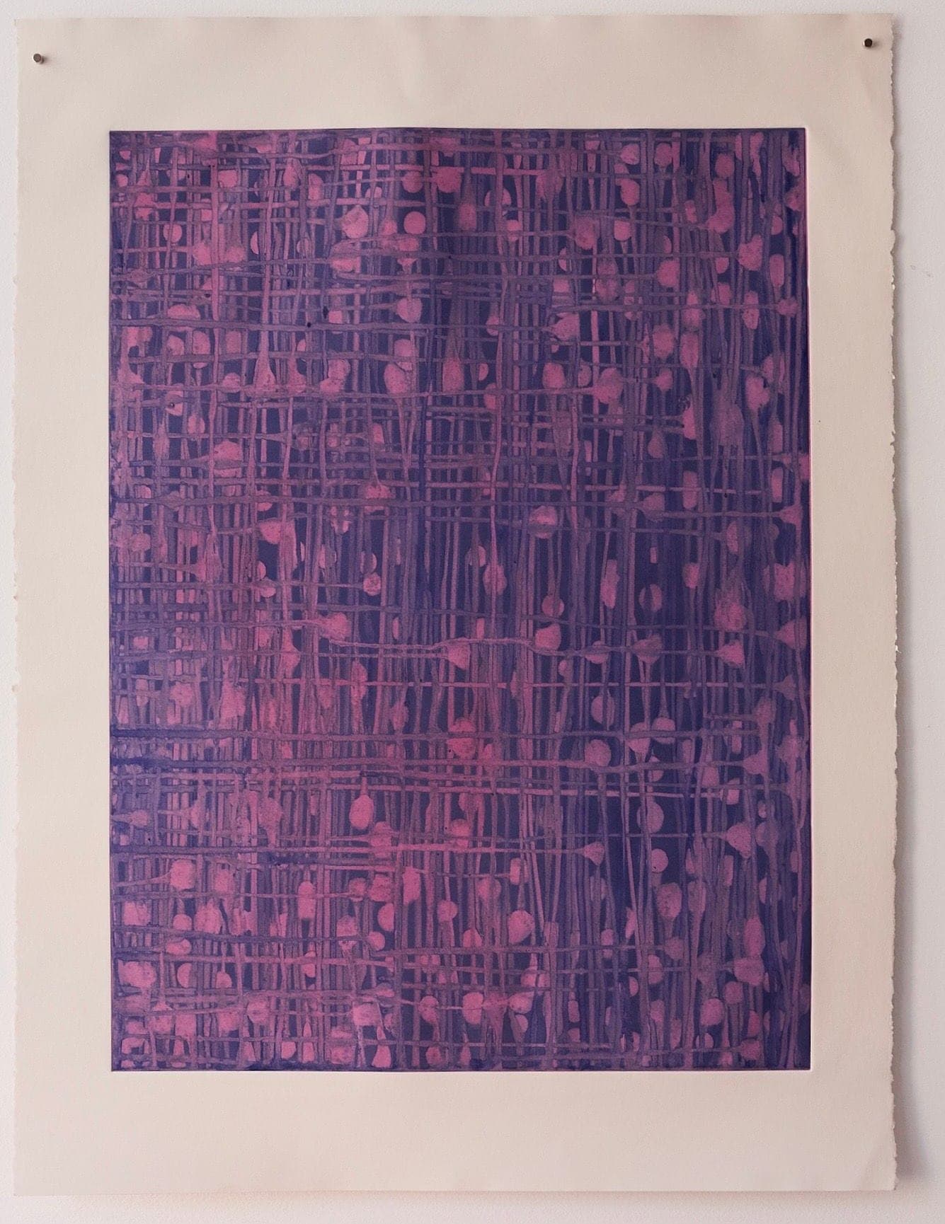 Untitled No. 32 — Monotype, artwork on paper, purple, 30 × 22 in, by Selin Salci