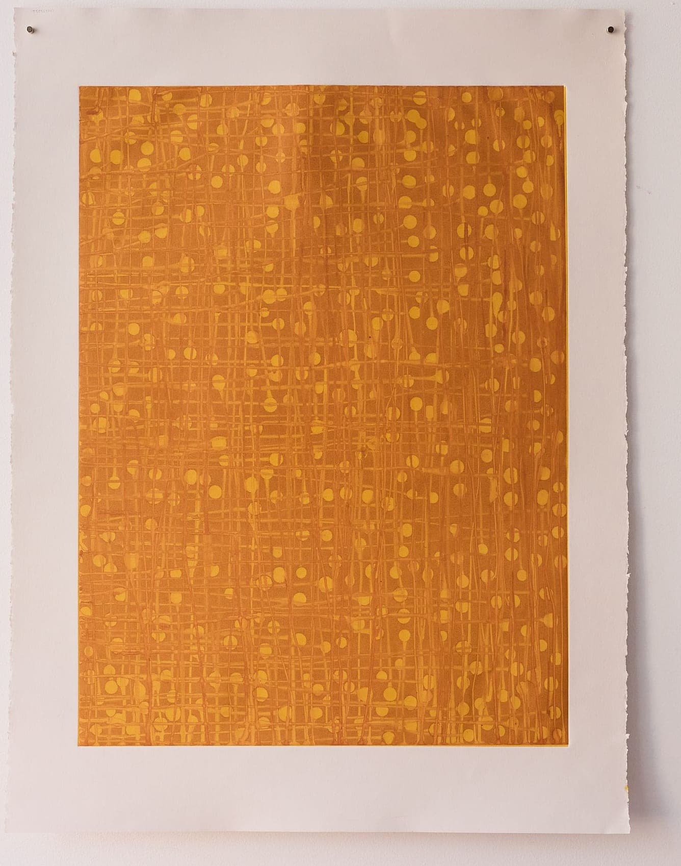 Untitled No. 38 — Monotype, artwork on paper, ochre, by Selin Salci