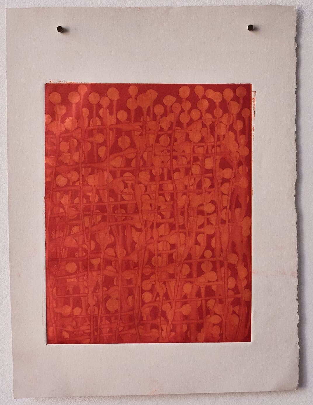 Untitled No. 44 — Monotype, artwork on paper, orange, by Selin Salci