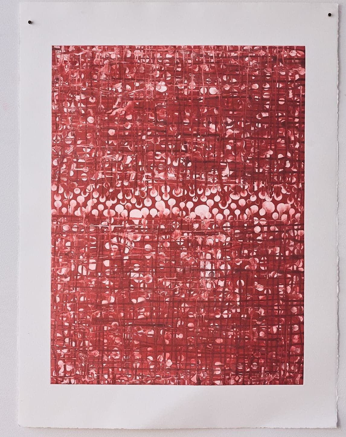 Untitled No. 51 — Monotype, artwork on paper, red, by Selin Salci