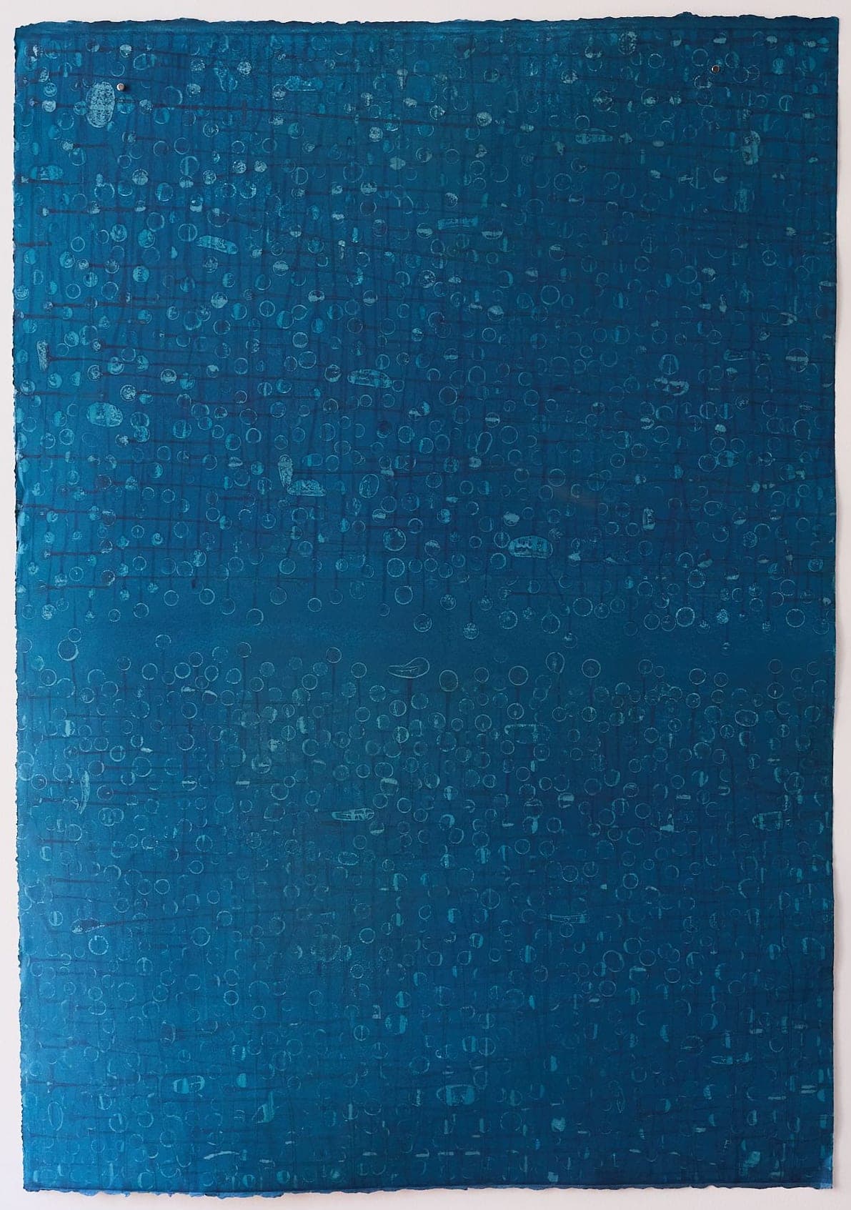 Untitled No. 36 — Monotype, artwork on paper, teal, by Selin Salci