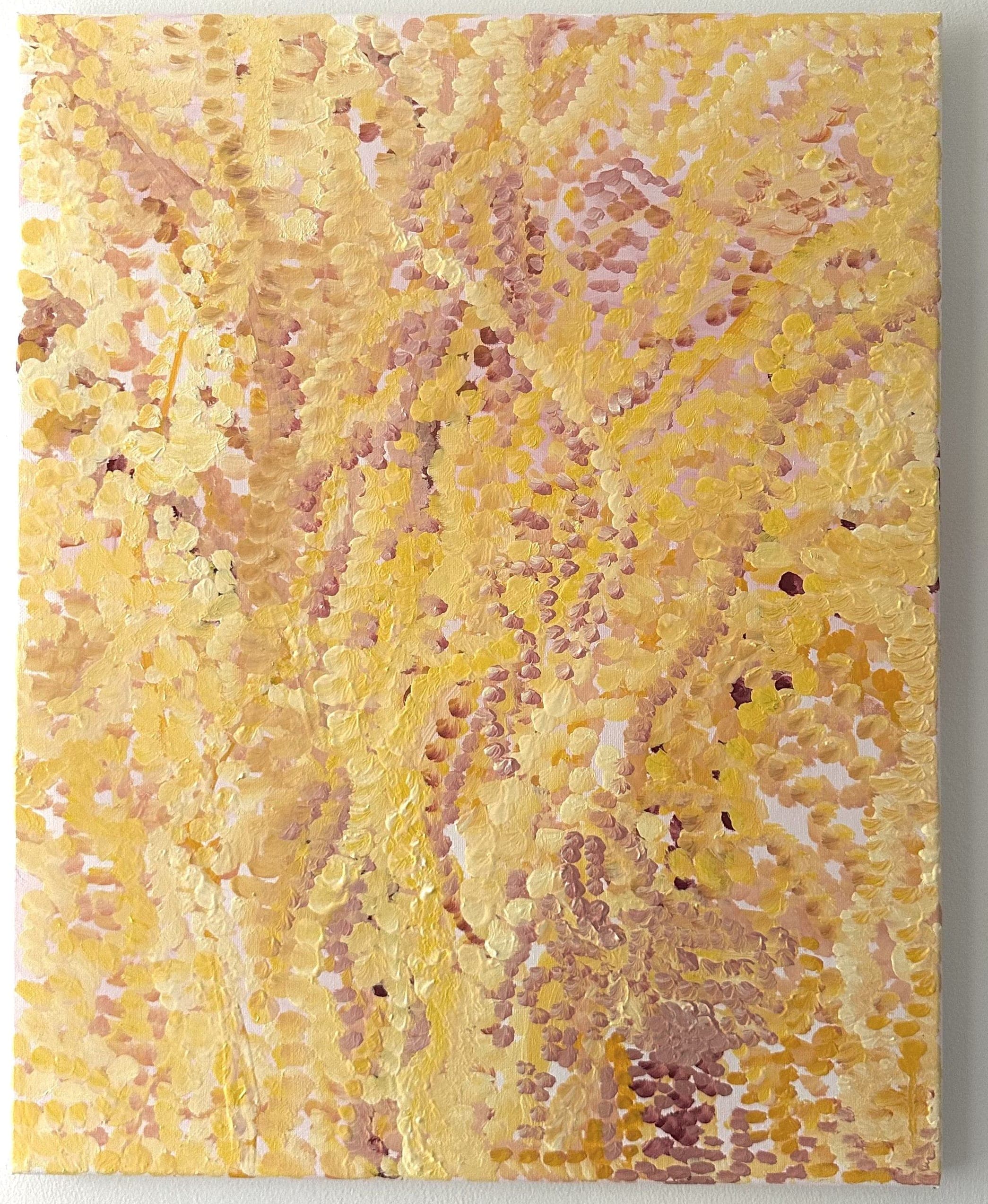 Untitled No. 61 — Oil on canvas, yellow, 20 × 16 in, by Selin Salci